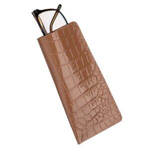 Minimalist Calfskin Eyewear Case – Alligator Grain Finish - Lacquer Clay Brown